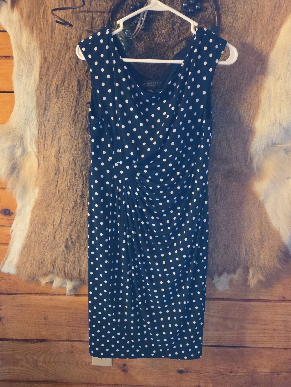 Blue Polka Dot Sheath Dress